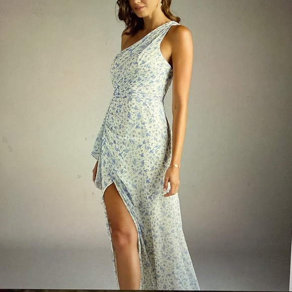 Azazie Maive One-Shoulder Floral sheath chiffon Dress - Picture 3 of 15